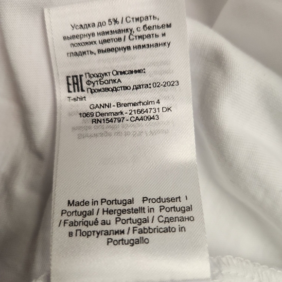 Ganni White Long Sleeve Tee with Pink and Blue Graphics - Picture 7 of 16